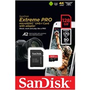 SANDISK EXTREME PRO microSDXC 128GB 170MB/s UHS-I U3 + Adaptador SD
