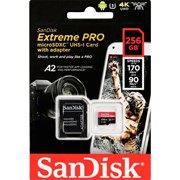 SANDISK EXTREME PRO microSDXC 256GB 170MB/s UHS-I U3 + Adaptador SD