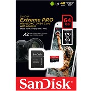 EXTREME PRO microSDXC 64GB 170MB/s UHS-I U3 + Adaptador SD