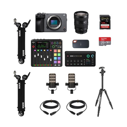 COLORFOTO Kit Podcast Mesa Áudio + Vídeo 1 + SONY FX30