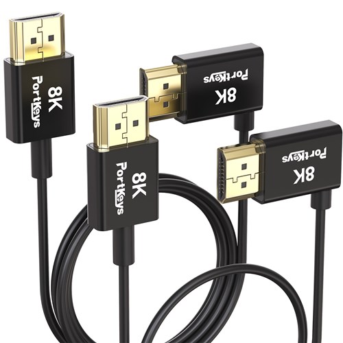 PORTKEYS Cabo HDMI 8K Ultra-Fine 2,5mm 1m + 0.3m