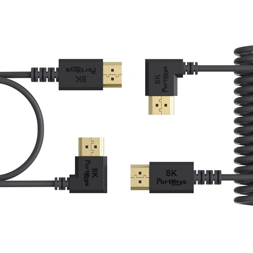 PORTKEYS Cabo HDMI 8K Twisted Coiled Ultra-Fine 3,6mm 1m + 0.3m