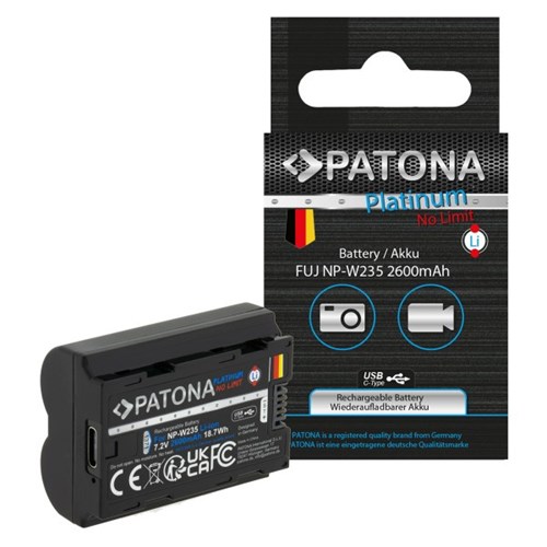 PATONA Bateria Platinum NP-W235 com entrada USB-C para Fujifilm