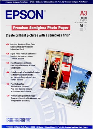 EPSON Premium Semigloss Photo Paper A3 (20 Folhas)