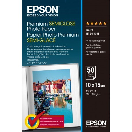 EPSON Photo Premium Semi-Gloss 10x15cm 50 Folhas